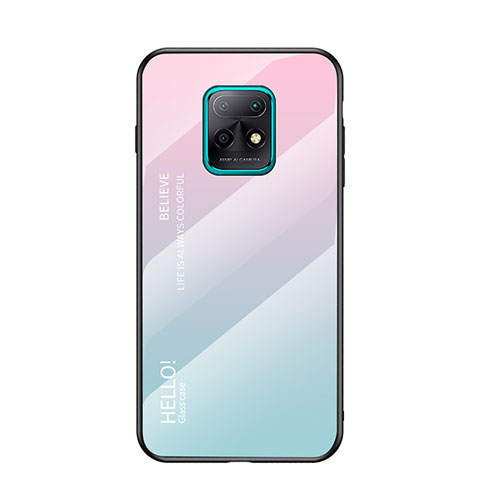 Silikon Schutzhülle Rahmen Tasche Hülle Spiegel Farbverlauf Regenbogen LS1 für Xiaomi Redmi 10X Pro 5G Cyan