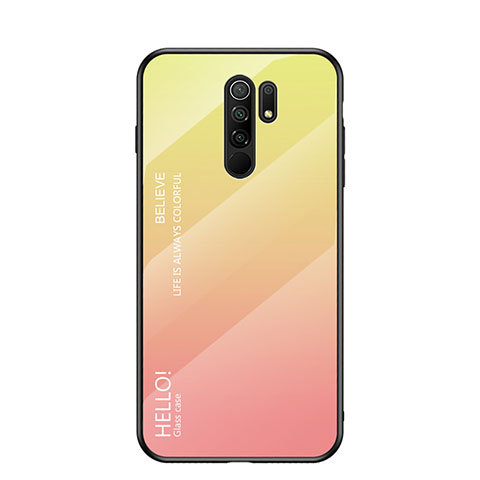 Silikon Schutzhülle Rahmen Tasche Hülle Spiegel Farbverlauf Regenbogen LS1 für Xiaomi Redmi 9 Prime India Gelb