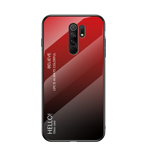 Silikon Schutzhülle Rahmen Tasche Hülle Spiegel Farbverlauf Regenbogen LS1 für Xiaomi Redmi 9 Prime India Rot