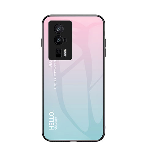 Silikon Schutzhülle Rahmen Tasche Hülle Spiegel Farbverlauf Regenbogen LS1 für Xiaomi Redmi K60 5G Cyan