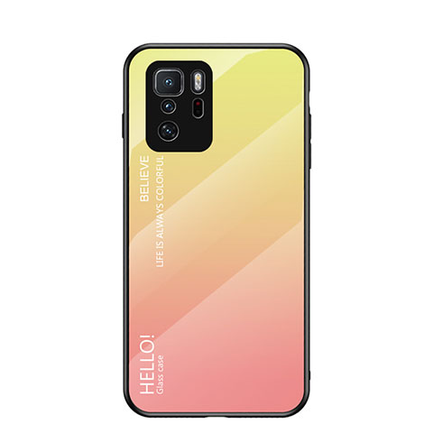 Silikon Schutzhülle Rahmen Tasche Hülle Spiegel Farbverlauf Regenbogen LS1 für Xiaomi Redmi Note 10 Pro 5G Gelb