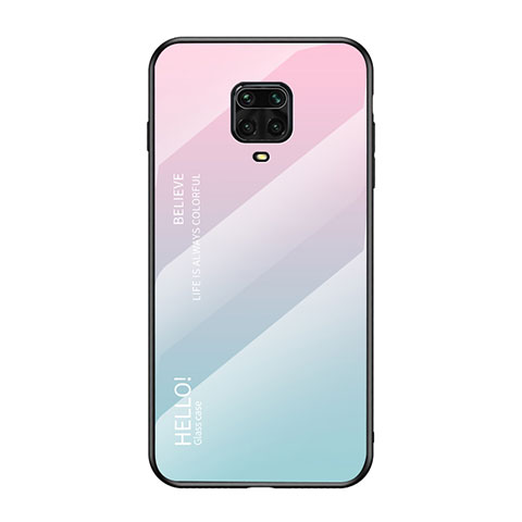 Silikon Schutzhülle Rahmen Tasche Hülle Spiegel Farbverlauf Regenbogen LS1 für Xiaomi Redmi Note 9 Pro Max Cyan