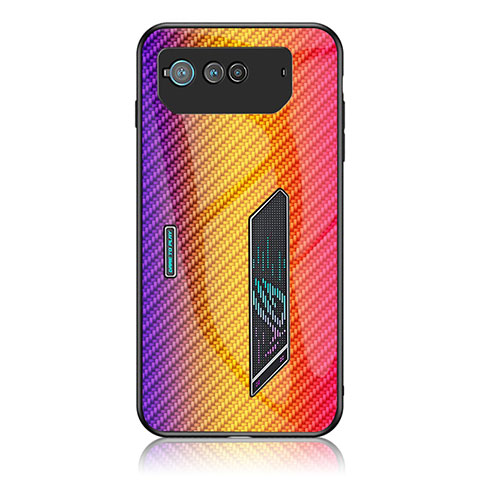 Silikon Schutzhülle Rahmen Tasche Hülle Spiegel Farbverlauf Regenbogen LS2 für Asus ROG Phone 6 Orange