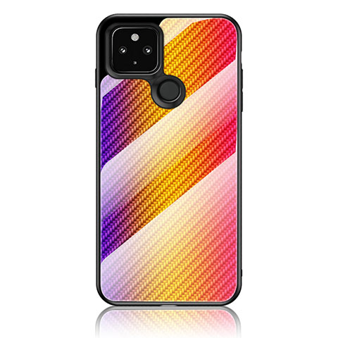 Silikon Schutzhülle Rahmen Tasche Hülle Spiegel Farbverlauf Regenbogen LS2 für Google Pixel 5 Orange