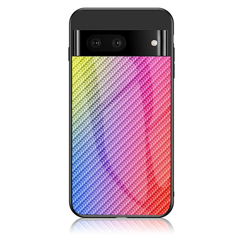 Silikon Schutzhülle Rahmen Tasche Hülle Spiegel Farbverlauf Regenbogen LS2 für Google Pixel 7 5G Rosa