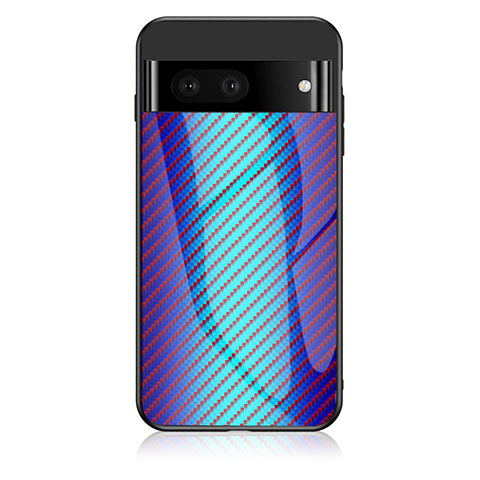 Silikon Schutzhülle Rahmen Tasche Hülle Spiegel Farbverlauf Regenbogen LS2 für Google Pixel 7a 5G Blau