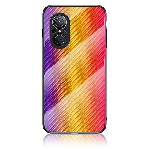 Silikon Schutzhülle Rahmen Tasche Hülle Spiegel Farbverlauf Regenbogen LS2 für Huawei Honor 50 SE 5G Orange