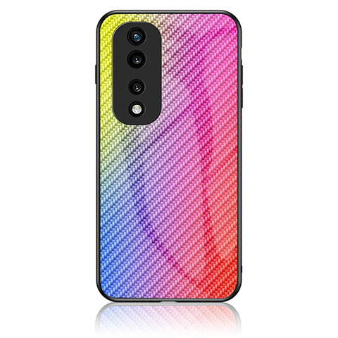 Silikon Schutzhülle Rahmen Tasche Hülle Spiegel Farbverlauf Regenbogen LS2 für Huawei Honor 70 5G Rosa