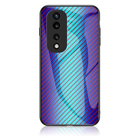 Silikon Schutzhülle Rahmen Tasche Hülle Spiegel Farbverlauf Regenbogen LS2 für Huawei Honor 70 Pro+ Plus 5G Blau