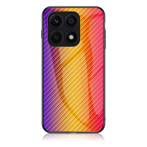 Silikon Schutzhülle Rahmen Tasche Hülle Spiegel Farbverlauf Regenbogen LS2 für Huawei Honor X6 5G Orange