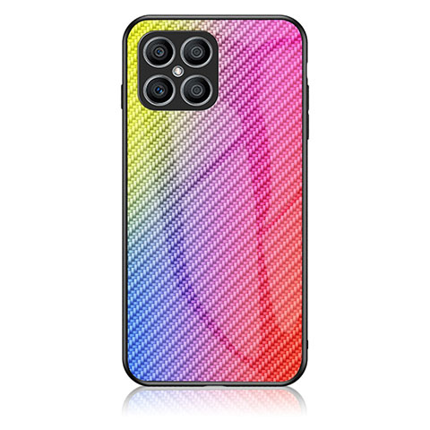 Silikon Schutzhülle Rahmen Tasche Hülle Spiegel Farbverlauf Regenbogen LS2 für Huawei Honor X8 4G Rosa