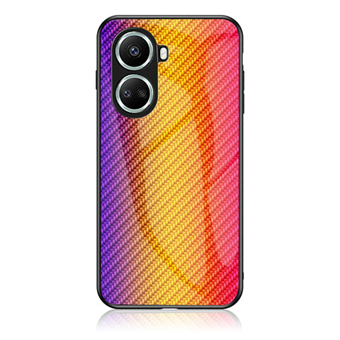 Silikon Schutzhülle Rahmen Tasche Hülle Spiegel Farbverlauf Regenbogen LS2 für Huawei Nova 10 SE Orange