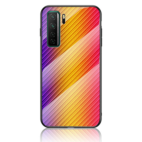 Silikon Schutzhülle Rahmen Tasche Hülle Spiegel Farbverlauf Regenbogen LS2 für Huawei Nova 7 SE 5G Orange