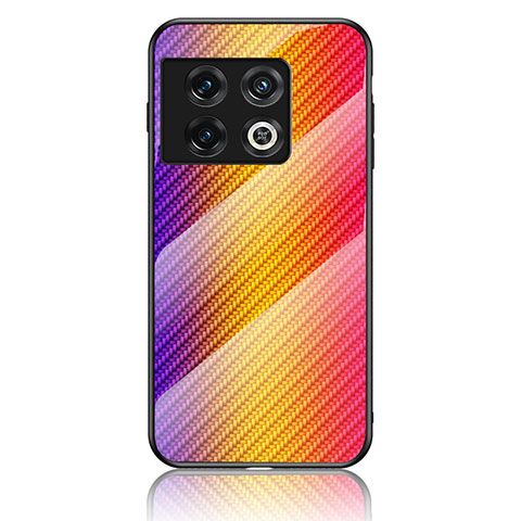 Silikon Schutzhülle Rahmen Tasche Hülle Spiegel Farbverlauf Regenbogen LS2 für OnePlus 10 Pro 5G Orange