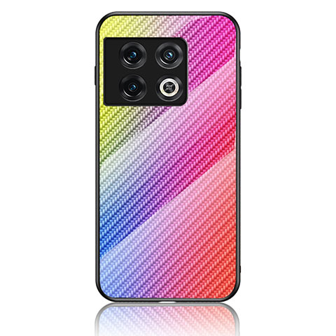 Silikon Schutzhülle Rahmen Tasche Hülle Spiegel Farbverlauf Regenbogen LS2 für OnePlus 10 Pro 5G Rosa