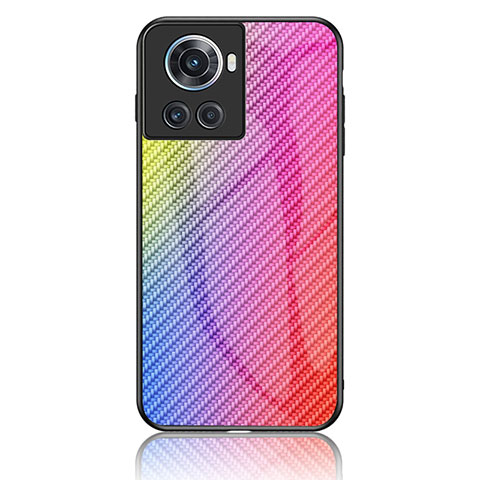 Silikon Schutzhülle Rahmen Tasche Hülle Spiegel Farbverlauf Regenbogen LS2 für OnePlus Ace 5G Rosa