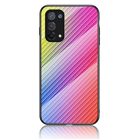 Silikon Schutzhülle Rahmen Tasche Hülle Spiegel Farbverlauf Regenbogen LS2 für OnePlus Nord N200 5G Rosa