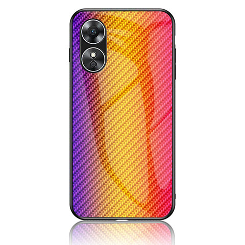 Silikon Schutzhülle Rahmen Tasche Hülle Spiegel Farbverlauf Regenbogen LS2 für Oppo A17 Orange