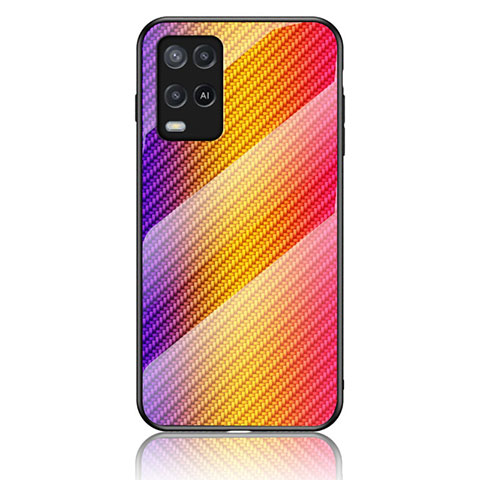 Silikon Schutzhülle Rahmen Tasche Hülle Spiegel Farbverlauf Regenbogen LS2 für Oppo A54 4G Orange