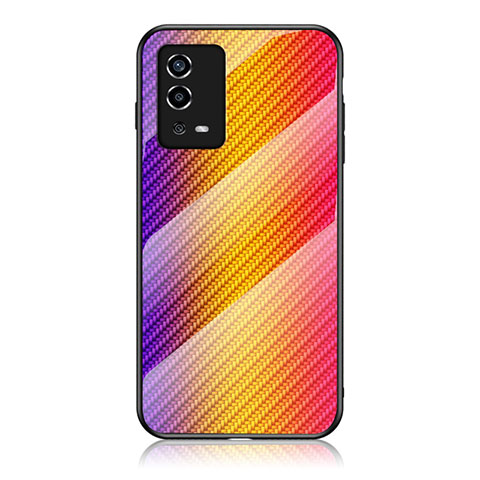 Silikon Schutzhülle Rahmen Tasche Hülle Spiegel Farbverlauf Regenbogen LS2 für Oppo A55 4G Orange