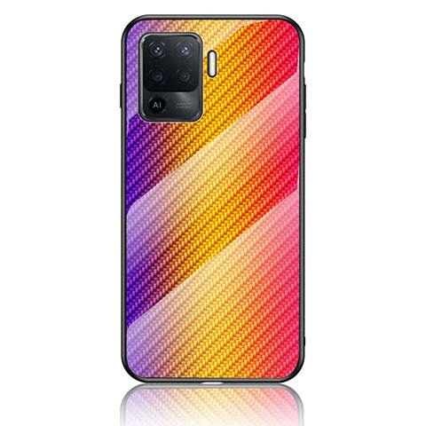 Silikon Schutzhülle Rahmen Tasche Hülle Spiegel Farbverlauf Regenbogen LS2 für Oppo A94 4G Orange