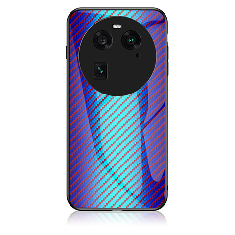 Silikon Schutzhülle Rahmen Tasche Hülle Spiegel Farbverlauf Regenbogen LS2 für Oppo Find X6 5G Blau