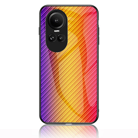 Silikon Schutzhülle Rahmen Tasche Hülle Spiegel Farbverlauf Regenbogen LS2 für Oppo Reno10 5G Orange