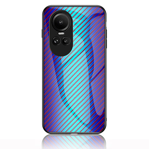 Silikon Schutzhülle Rahmen Tasche Hülle Spiegel Farbverlauf Regenbogen LS2 für Oppo Reno10 Pro 5G Blau