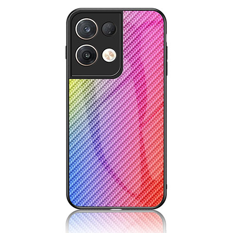 Silikon Schutzhülle Rahmen Tasche Hülle Spiegel Farbverlauf Regenbogen LS2 für Oppo Reno8 Pro 5G Rosa