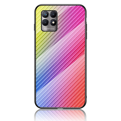 Silikon Schutzhülle Rahmen Tasche Hülle Spiegel Farbverlauf Regenbogen LS2 für Realme 8i Rosa