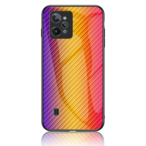 Silikon Schutzhülle Rahmen Tasche Hülle Spiegel Farbverlauf Regenbogen LS2 für Realme C31 Orange