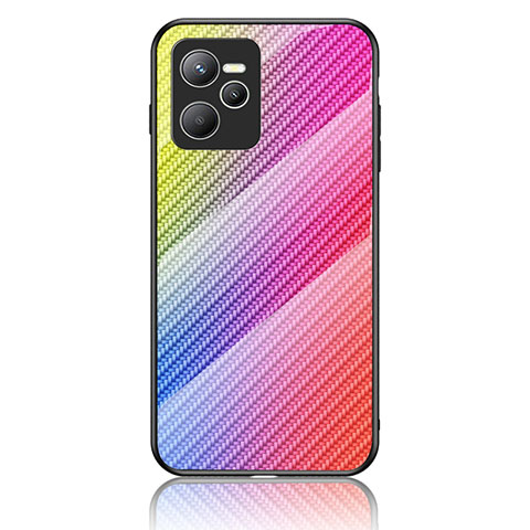 Silikon Schutzhülle Rahmen Tasche Hülle Spiegel Farbverlauf Regenbogen LS2 für Realme C35 Rosa