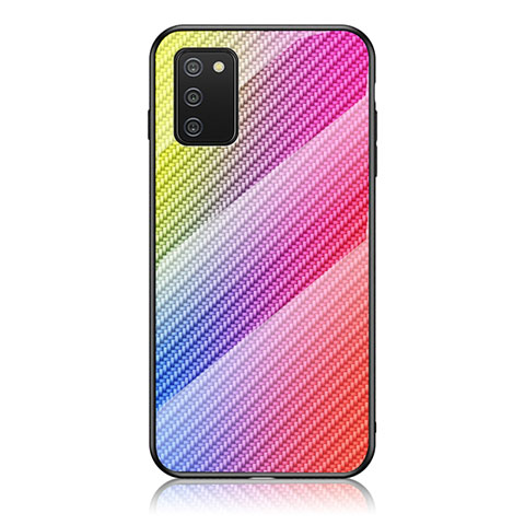 Silikon Schutzhülle Rahmen Tasche Hülle Spiegel Farbverlauf Regenbogen LS2 für Samsung Galaxy A02s Rosa