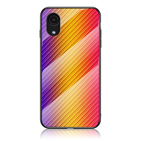 Silikon Schutzhülle Rahmen Tasche Hülle Spiegel Farbverlauf Regenbogen LS2 für Samsung Galaxy A03 Core Orange
