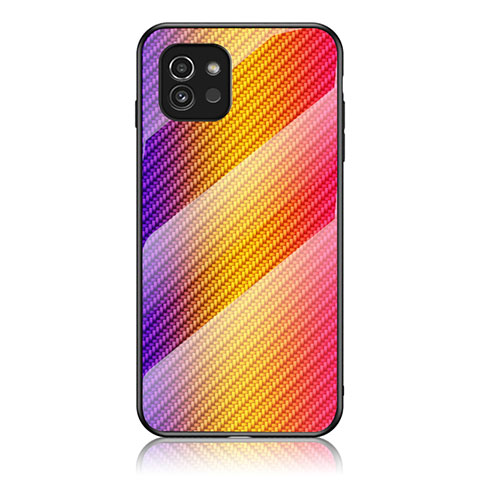 Silikon Schutzhülle Rahmen Tasche Hülle Spiegel Farbverlauf Regenbogen LS2 für Samsung Galaxy A03 Orange