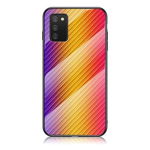 Silikon Schutzhülle Rahmen Tasche Hülle Spiegel Farbverlauf Regenbogen LS2 für Samsung Galaxy A03s Orange