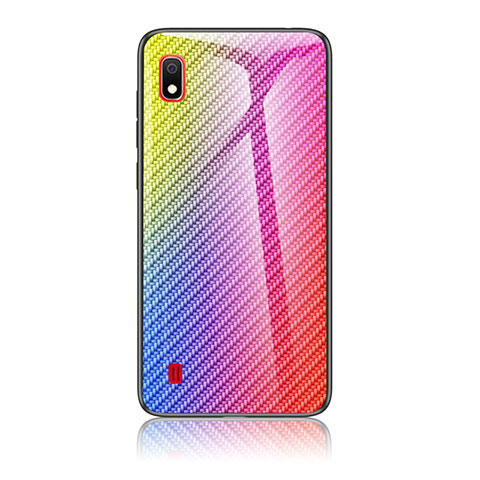 Silikon Schutzhülle Rahmen Tasche Hülle Spiegel Farbverlauf Regenbogen LS2 für Samsung Galaxy A10 Rosa