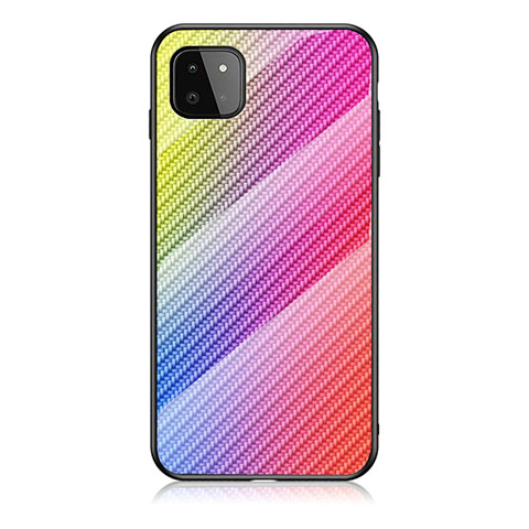 Silikon Schutzhülle Rahmen Tasche Hülle Spiegel Farbverlauf Regenbogen LS2 für Samsung Galaxy A22s 5G Rosa