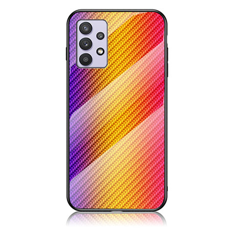 Silikon Schutzhülle Rahmen Tasche Hülle Spiegel Farbverlauf Regenbogen LS2 für Samsung Galaxy A32 4G Orange
