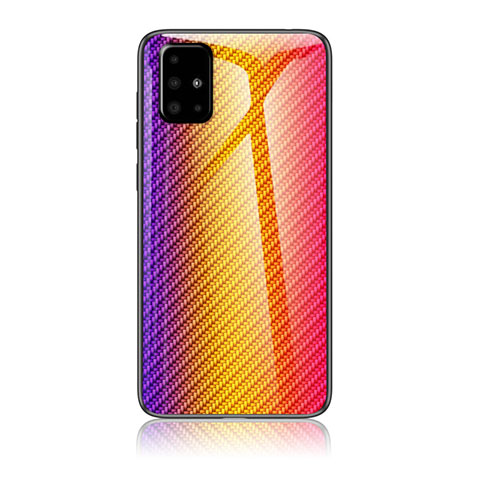 Silikon Schutzhülle Rahmen Tasche Hülle Spiegel Farbverlauf Regenbogen LS2 für Samsung Galaxy A51 5G Orange