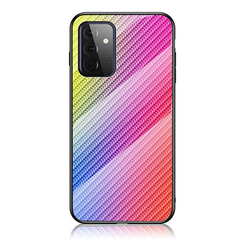 Silikon Schutzhülle Rahmen Tasche Hülle Spiegel Farbverlauf Regenbogen LS2 für Samsung Galaxy A72 4G Rosa