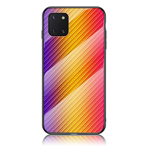 Silikon Schutzhülle Rahmen Tasche Hülle Spiegel Farbverlauf Regenbogen LS2 für Samsung Galaxy A81 Orange