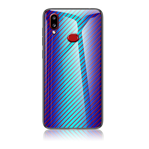 Silikon Schutzhülle Rahmen Tasche Hülle Spiegel Farbverlauf Regenbogen LS2 für Samsung Galaxy M01s Blau
