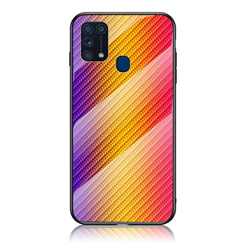 Silikon Schutzhülle Rahmen Tasche Hülle Spiegel Farbverlauf Regenbogen LS2 für Samsung Galaxy M21s Orange