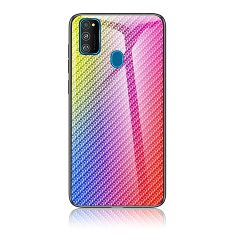 Silikon Schutzhülle Rahmen Tasche Hülle Spiegel Farbverlauf Regenbogen LS2 für Samsung Galaxy M30s Rosa