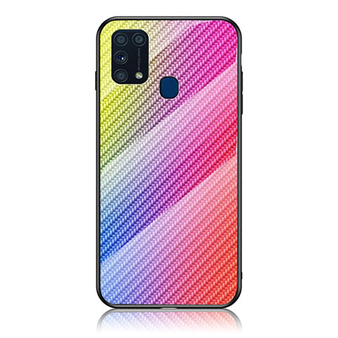 Silikon Schutzhülle Rahmen Tasche Hülle Spiegel Farbverlauf Regenbogen LS2 für Samsung Galaxy M31 Prime Edition Rosa