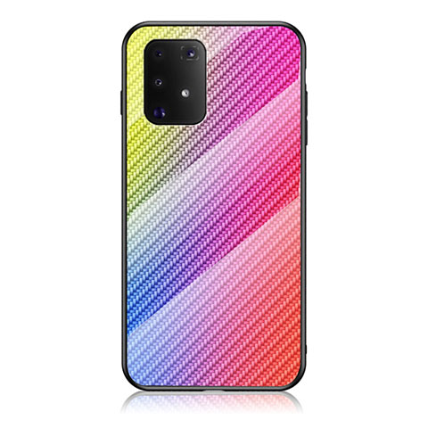 Silikon Schutzhülle Rahmen Tasche Hülle Spiegel Farbverlauf Regenbogen LS2 für Samsung Galaxy S10 Lite Rosa