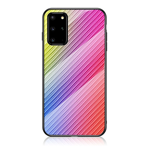 Silikon Schutzhülle Rahmen Tasche Hülle Spiegel Farbverlauf Regenbogen LS2 für Samsung Galaxy S20 Plus 5G Rosa