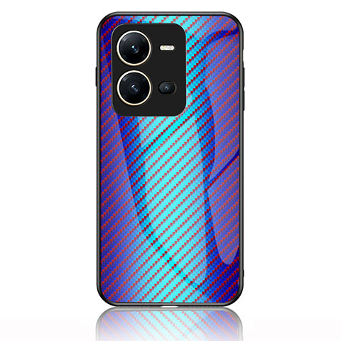 Silikon Schutzhülle Rahmen Tasche Hülle Spiegel Farbverlauf Regenbogen LS2 für Vivo X80 Lite 5G Blau