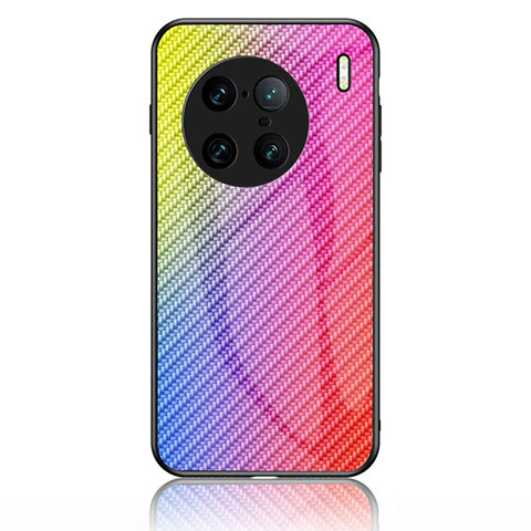 Silikon Schutzhülle Rahmen Tasche Hülle Spiegel Farbverlauf Regenbogen LS2 für Vivo X90 Pro+ Plus 5G Rosa